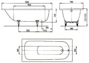 Стальная ванна Kaldewei Saniform Plus 150x70 см (111600010001)