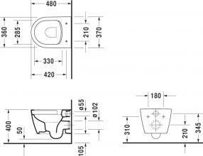 Безободковый унитаз Duravit Me by Starck (2530090000)