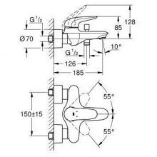 Смеситель для ванны Grohe Eurostyle 2015 Solid хром (23726003)