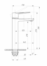 Смеситель для раковины ПСМ-ПРОФСАН PSM-300-6 STEEL высокий тип См-УмОЦБА