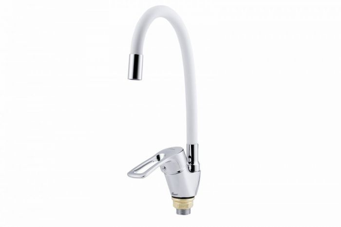 Смеситель для кухни FAUZT FZs-833-W129 гибкий излив тип См-МОЦБА Белый