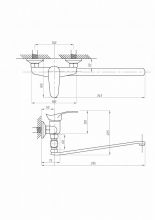 Смеситель для ванны с душем FAUZT FZs-614-116 тип См-ВУОРНШлА