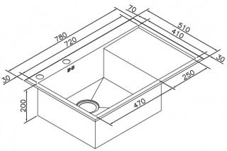 Мойка кухонная Zorg Inox X 78х51х20 (X-7851-L)
