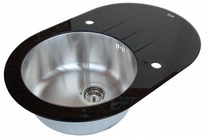 Мойка кухонная ZORG Inox Glass (GL-5077-OV-BLACK)