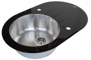 Мойка кухонная ZORG Inox Glass (GL-5077-OV-BLACK)