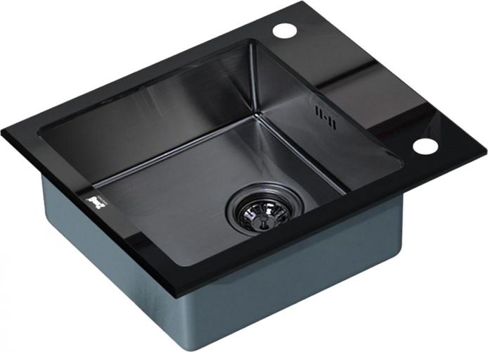 Мойка кухонная ZORG Inox Glass (GL-6051-BLACK)