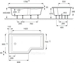 Акриловая ванна Jacob Delafon Bain Douche Neo 180x90 L E6D004L-00