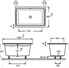 Акриловая ванна Jacob Delafon Capsule 120x80 E6D122-00