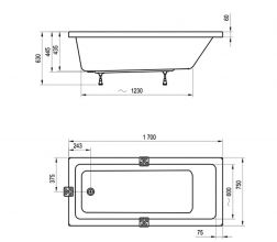 Акриловая ванна Ravak 10° 170x75 белая CA71000000