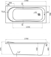 Ванна акриловая Santek Тенерифе 170x70 белая 1.WH30.2.207