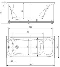 Ванна акриловая АКВАТЕК Альфа 150x70 (без гидромассажа)