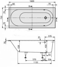 Квариловая ванна Villeroy&Boch Oberon 160x75 UBQ160OBE2V-01