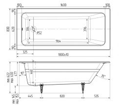 Ванна чугунная Wotte Line Plus 1800x800