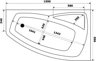 Акриловая ванна STWORKI Монтре 150x90 R, с каркасом