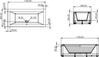 Акриловая ванна Artemis Sentinus 170x80