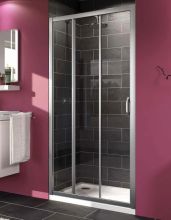 140303.069.322 X1 Раздвижная дверь в нишу 900*1900 с неподвижным сегментом, глянцевый хром, безосколочное стекло прозрачное Anti-Plaque