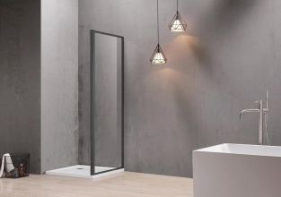 AQ ARI WA 10020BL Неподвижная душевая стенка 1000x2000, для комбинации с дверью, профиль черный, стекло прозрачное