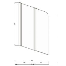 AQ DEL SBA 10015CH Шторка на ванну двухэлементная, поворотная 1000X1500 профиль хром, стекло прозрачное