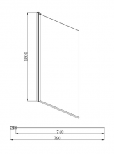 AQ DEL SBA 10015GM Шторка на ванну двухэлементная, поворотная 1000X1500 профиль оружейная сталь, стекло прозрачное
