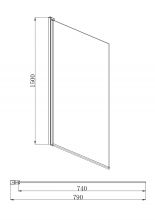 AQ DEL SBA 08015CH Шторка на ванну, одноэлементная, поворотная 800X1500 профиль хром, стекло прозрачное