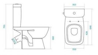 1.WH30.2.408 НЕО ЛАЙТ Унитаз-компакт,, 2-реж., дюро, метал крепление