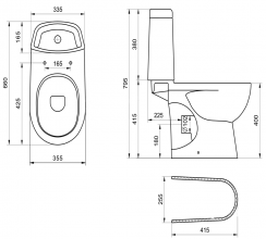 1.WH50.1.856 ОСТИН Унитаз-компакт 2РА сиденье дюропласт softclose, тонкое (12 шт = 1 палет)