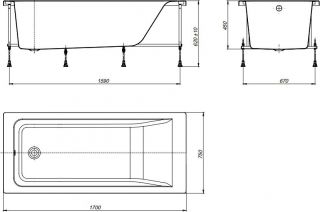 Акриловая ванна Roca Easy 170x75 см (ZRU9302899)