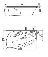 Акриловая ванна Santek Майорка XL 160x95 см (1.WH11.1.991)